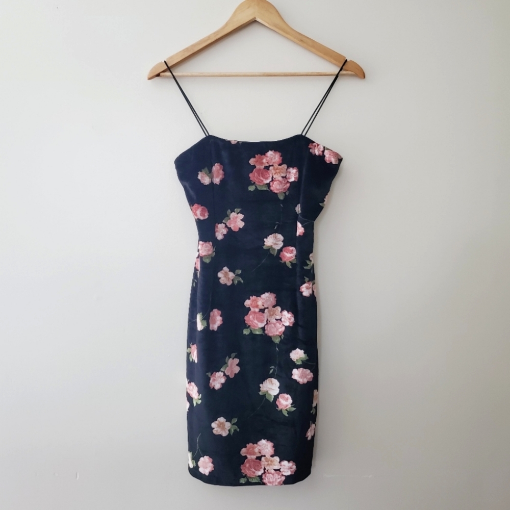 Aqua Velvet Floral Mini Dress
